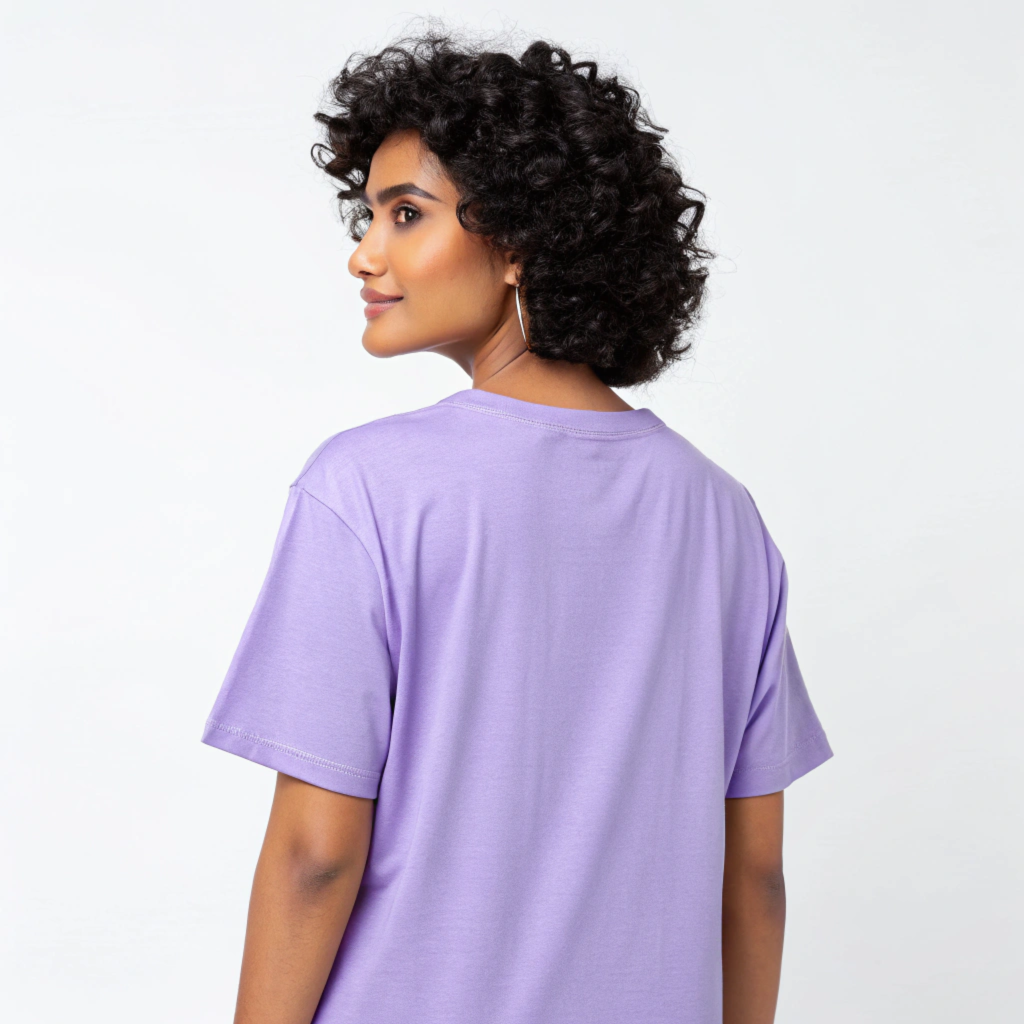 Women's Oversized Purple 'Endrendrum Punnagai - Always Smiling' Sunflower Graphic T-Shirt