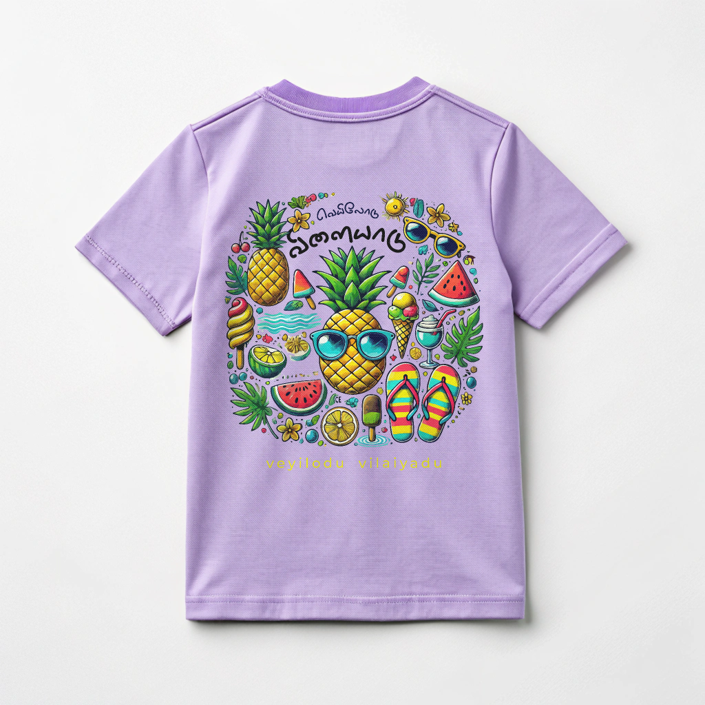 Boys' Purple 'Veyilodu Vilaiyadu' Summer Graphic T-Shirt