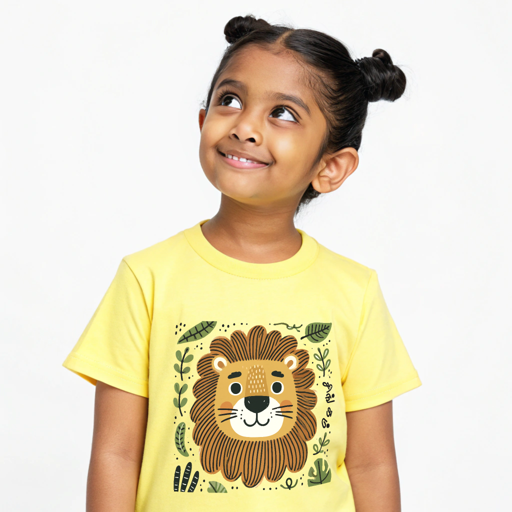 Girls' Yellow 'Singam - Lion' Graphic T-Shirt