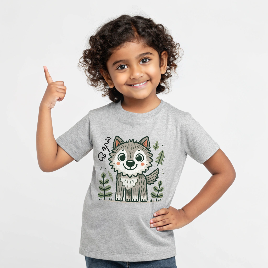 Girls' Grey 'Oonai - Wolf' Graphic T-Shirt