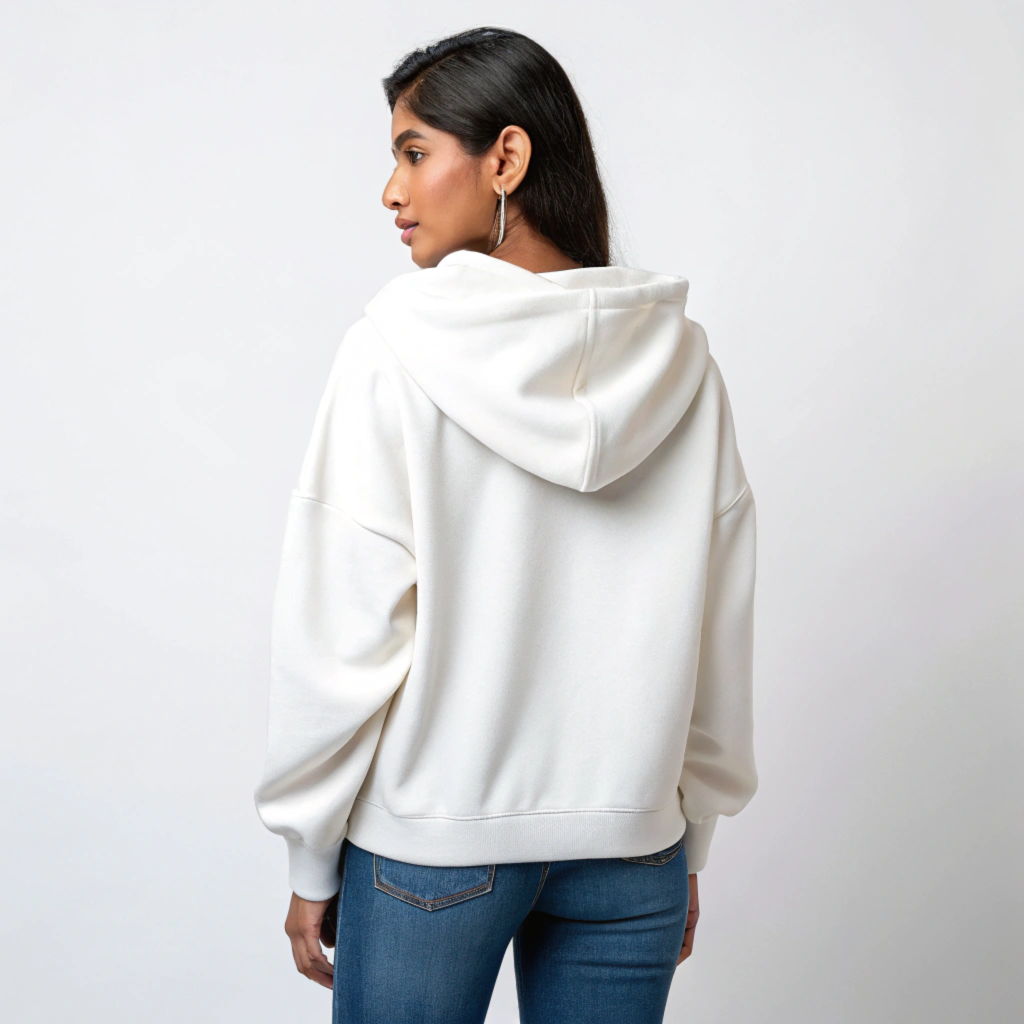 Women's Oversized White 'Rosapoo - Rose' Graphic Hoodie