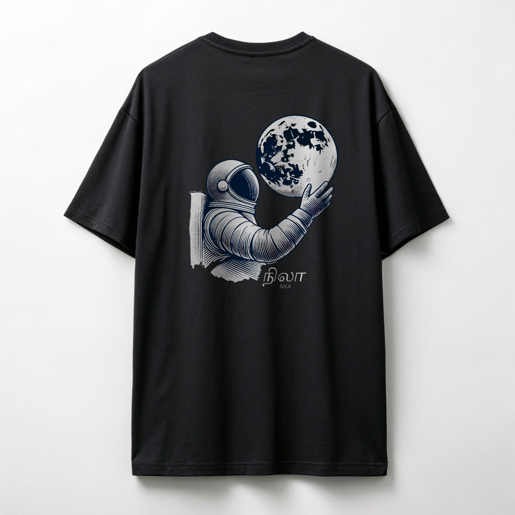 Men's 'Nila - Moon' & Astronaut Graphic Oversized T-Shirt