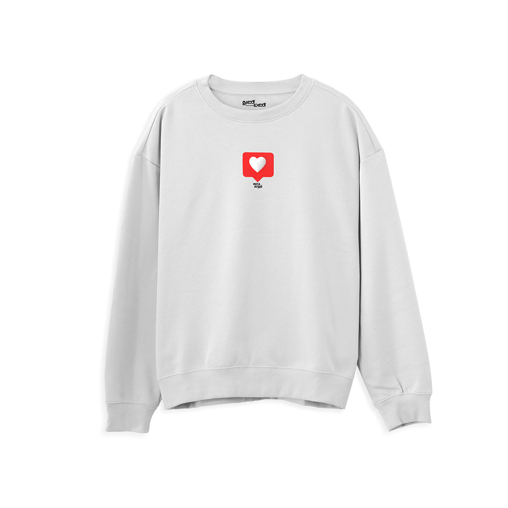 Insta Kaadhal Unisex White Sweatshirt