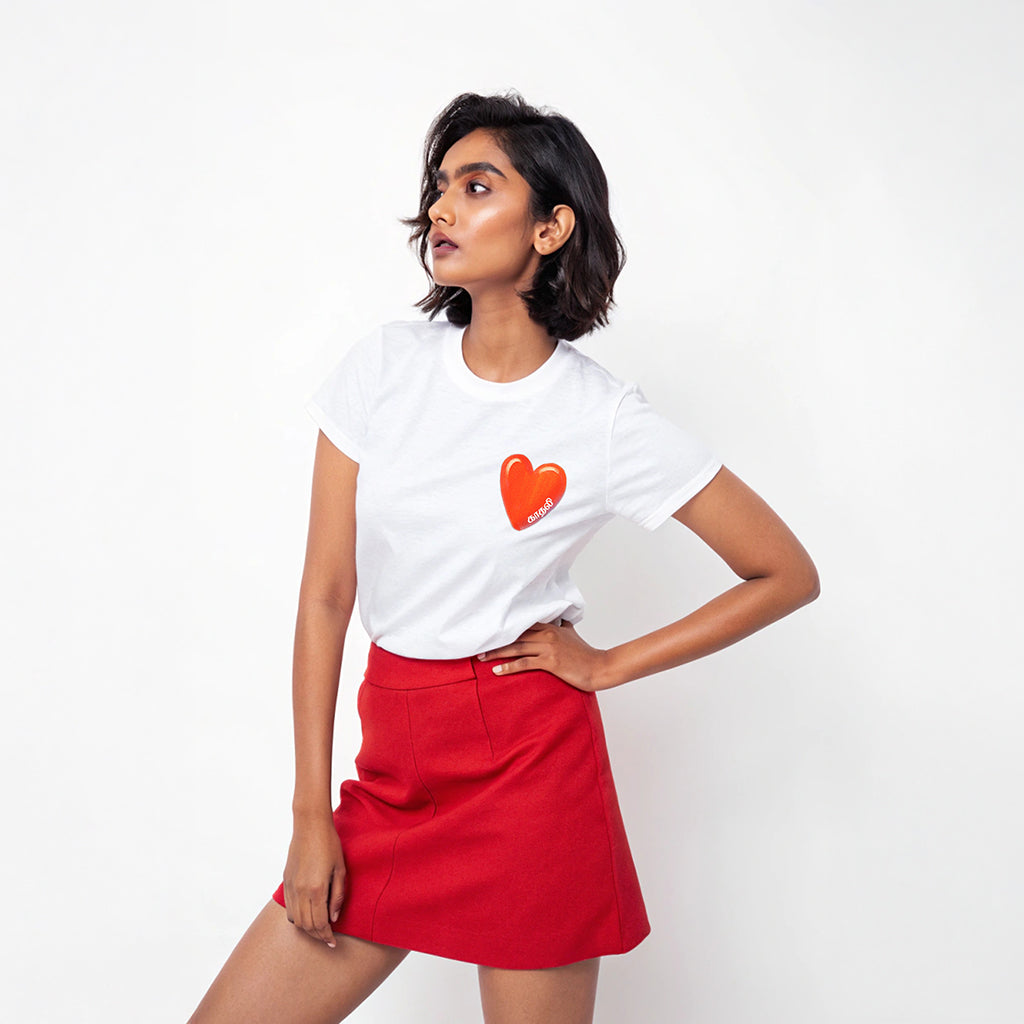 Kaadhali Love Emblem White T-Shirt