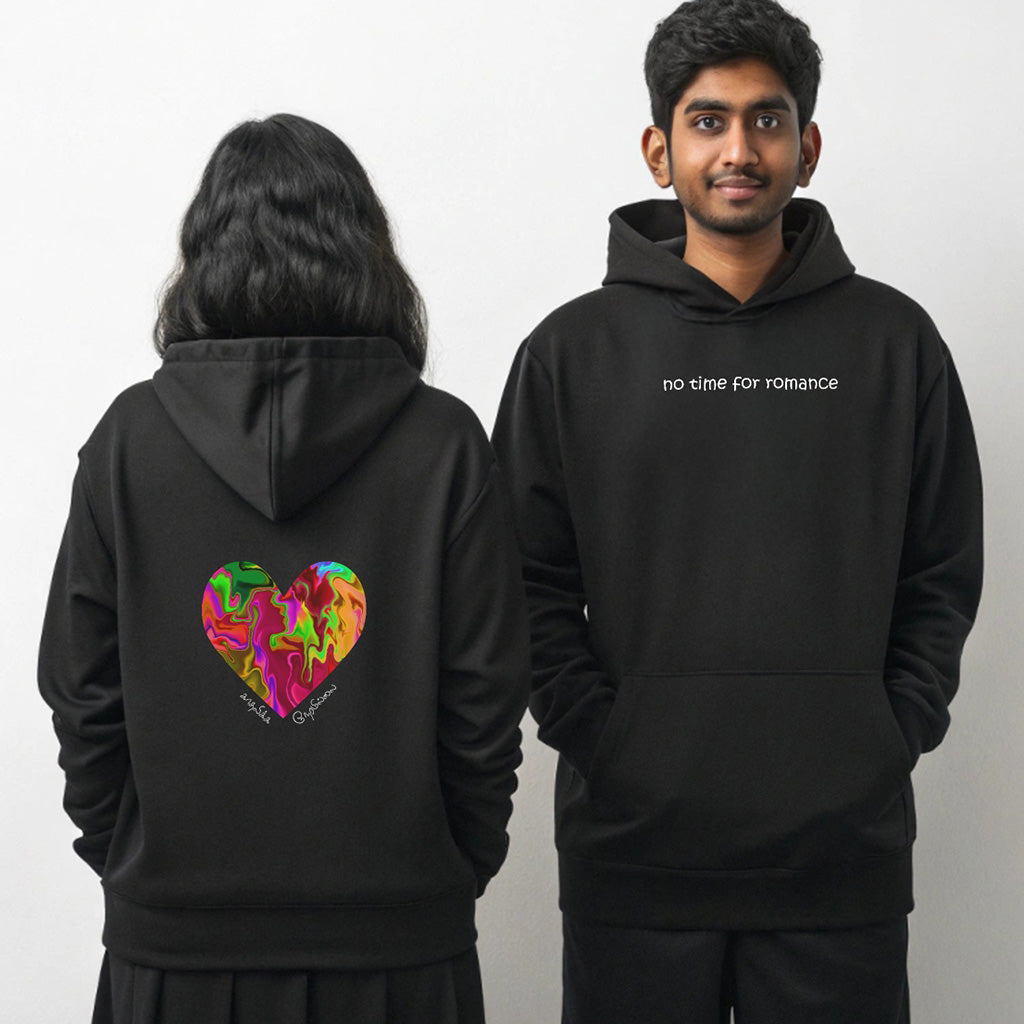 "No Time for Romance" Black Unisex Oversized Hoodie