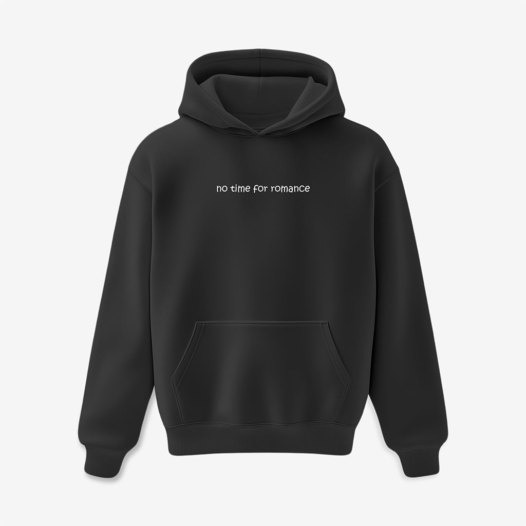 "No Time for Romance" Black Unisex Oversized Hoodie