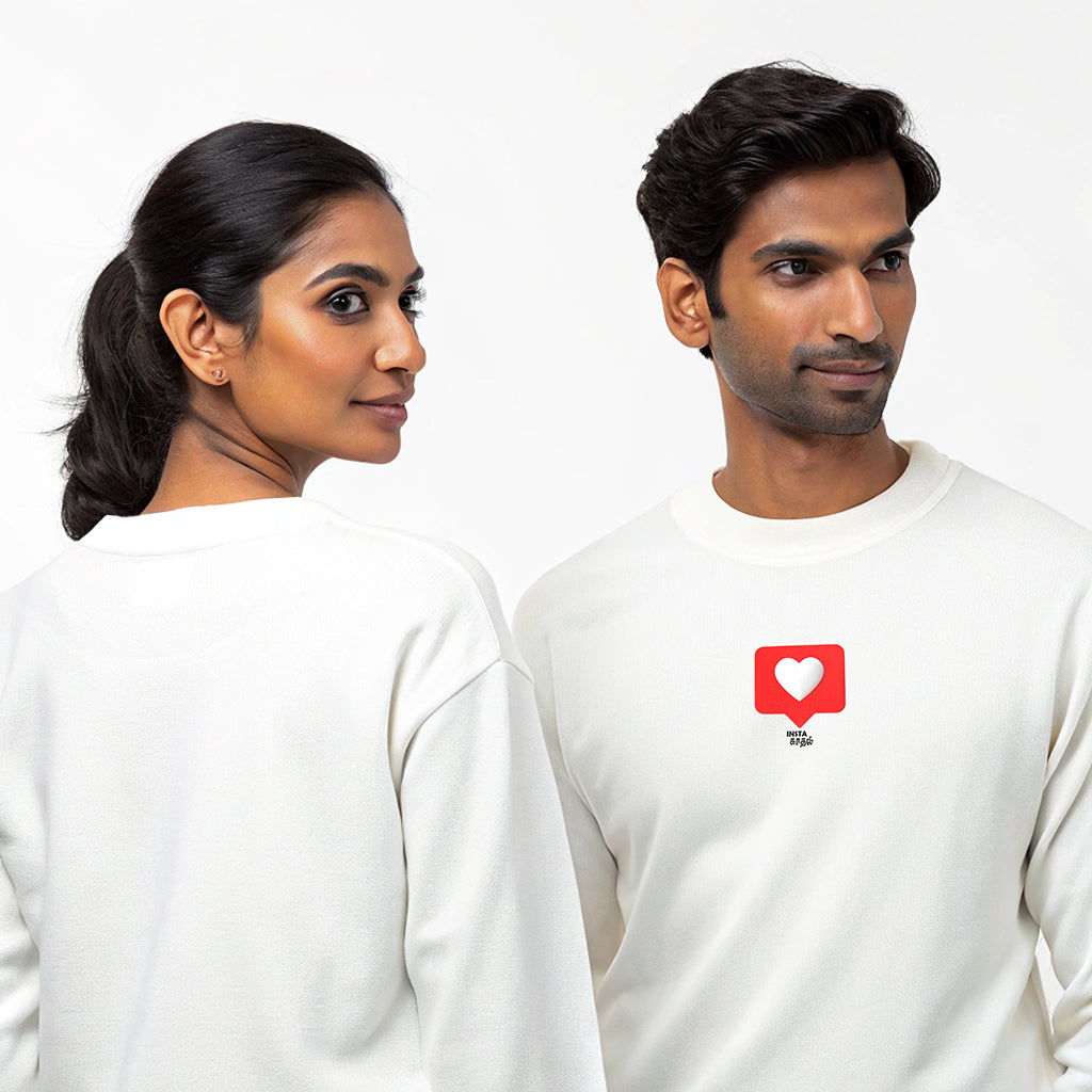Insta Kaadhal Unisex White Sweatshirt