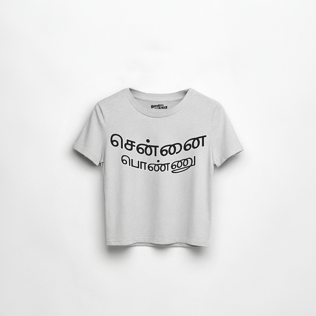 Women's 'Chennai Ponnu' Graphic Crop Top