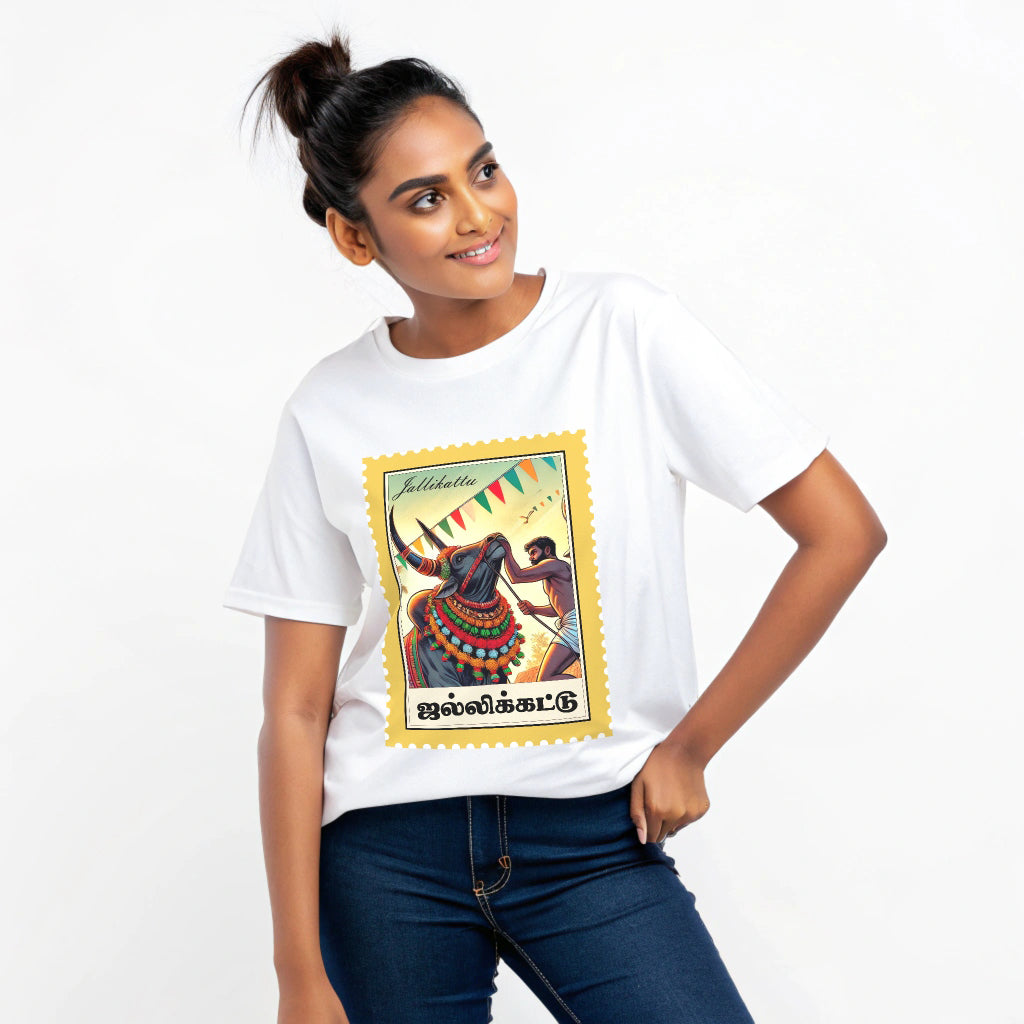 Thai Collection: White 'Jallikattu' Celebration Oversized T-Shirt