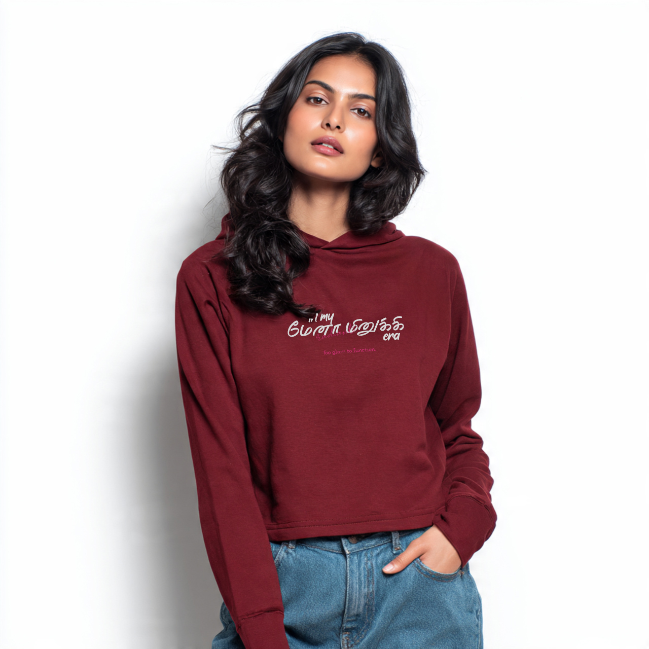 In my மேனா மினுக்கி era | Women Cropped Hoodie