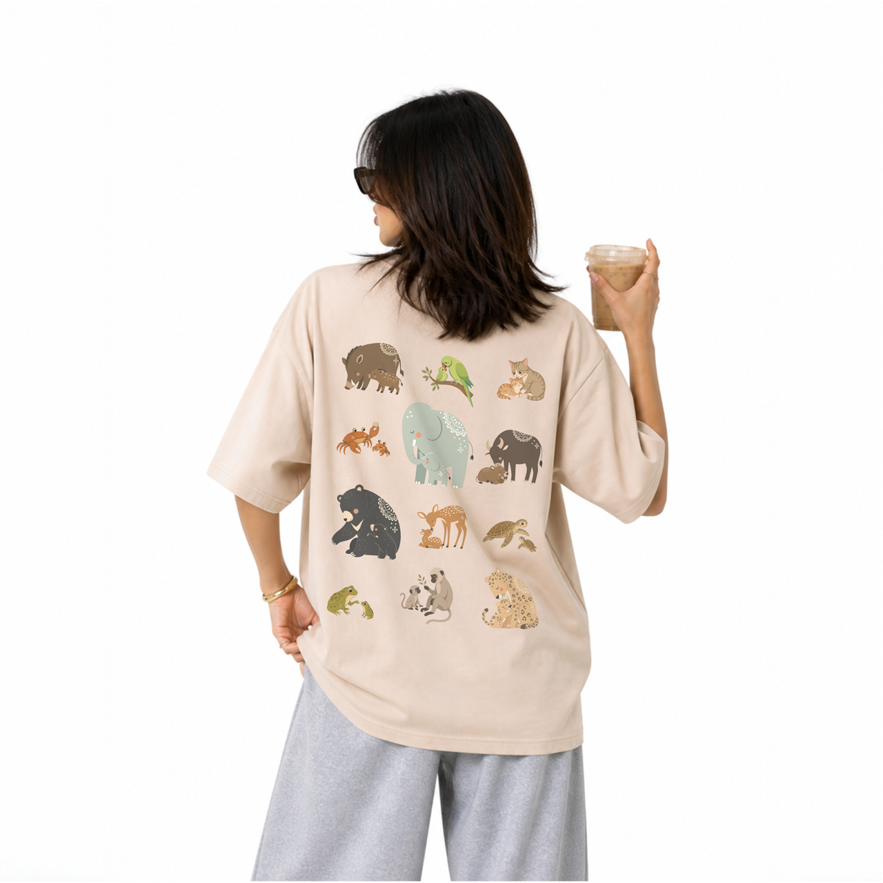 Amma’s Love Across Species | Women Oversized Boxy Tee