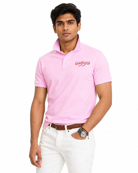 Mattram | Men Regular Fit Pink Polo T-shirt