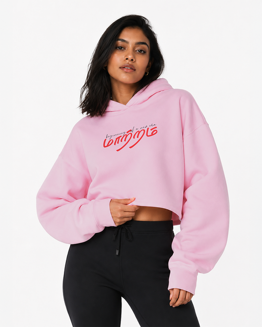 Mattram | Women Pink Cropped Hoodie