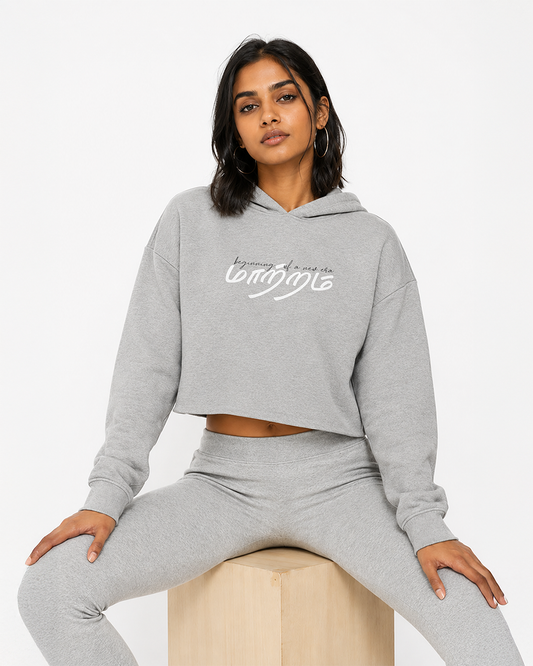 Mattram | Women Grey Cropped Hoodie