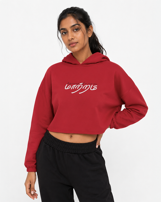 Mattram | Women Red Cropped Hoodie