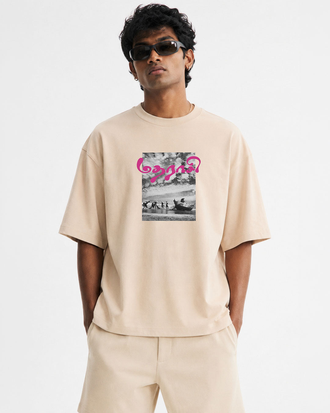Madharaasi | Men's Premium Oversized Beige T-Shirt
