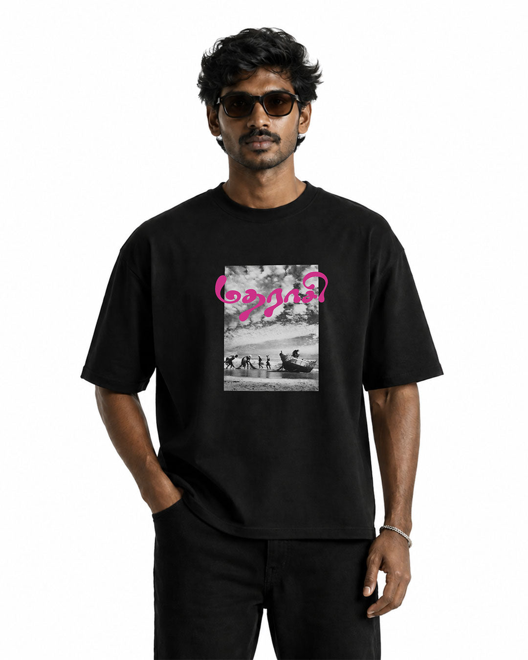 Madhaaraasi | Men's Premium Oversized Black T-Shirt