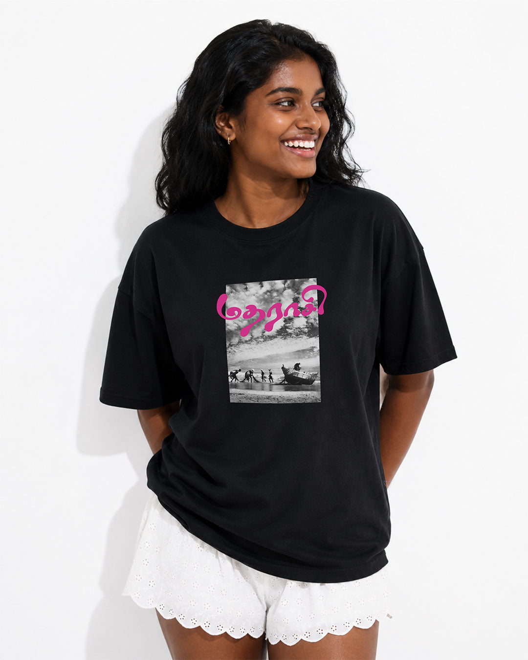 Madhaaraasi | Women's Premium Oversized Black T-Shirt