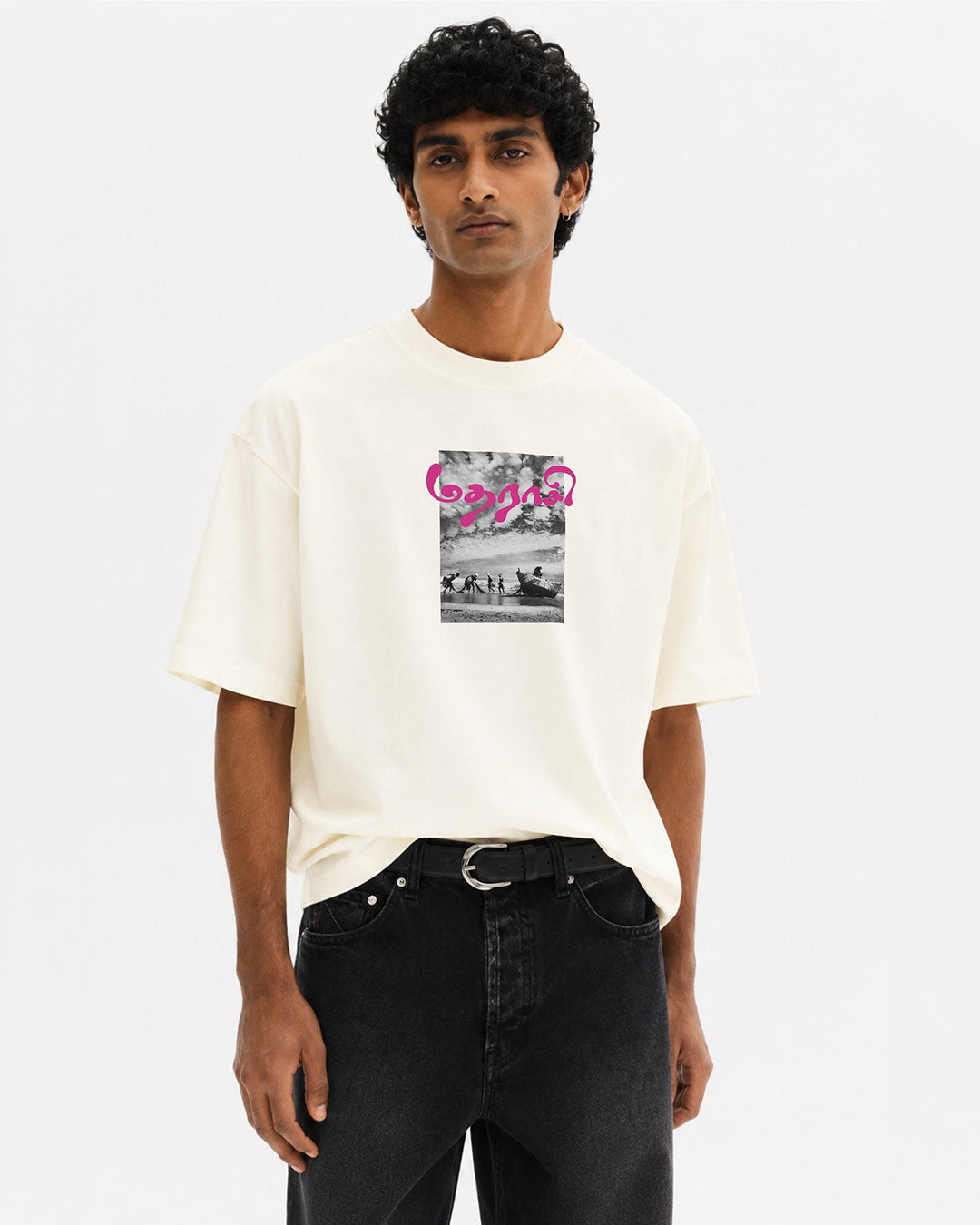 Madharaasi | Men's Premium Oversized Off-White T-Shirt