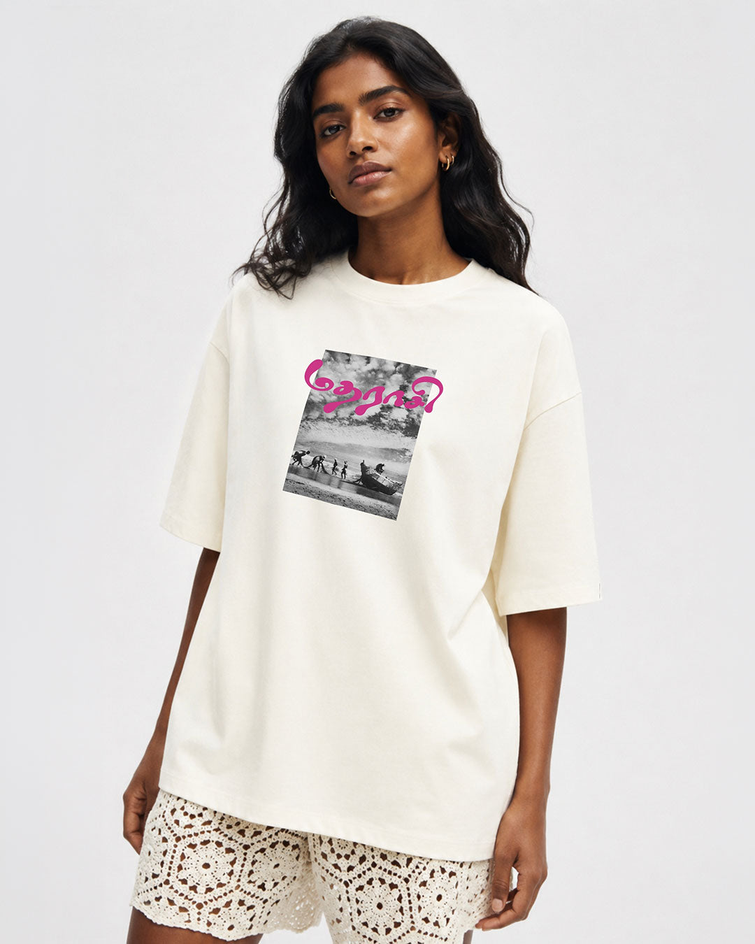 Madharaasi | Women's Premium Oversized Off-White T-Shirt