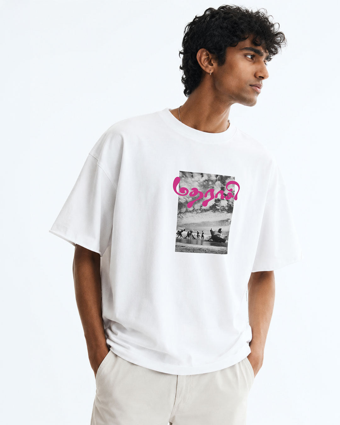 Madharaasi | Men's Premium Oversized White T-Shirt