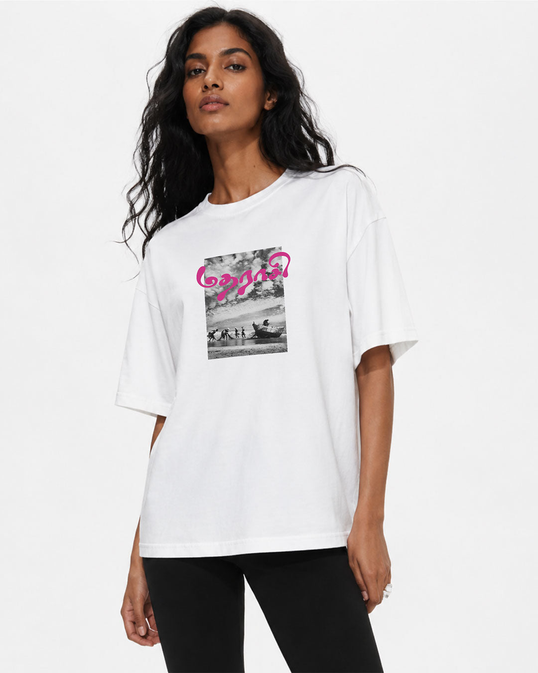 Madharaasi | Women's Premium Oversized White T-Shirt