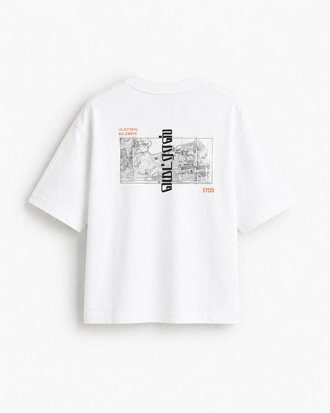 Madras 1755 Coordinates | Men's Premium Oversized White T-Shirt