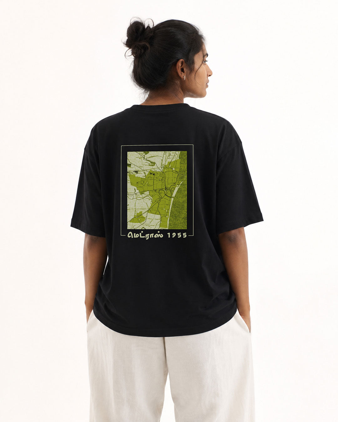 Madras 1955 Map | Women's Premium Oversized Black T-Shirt