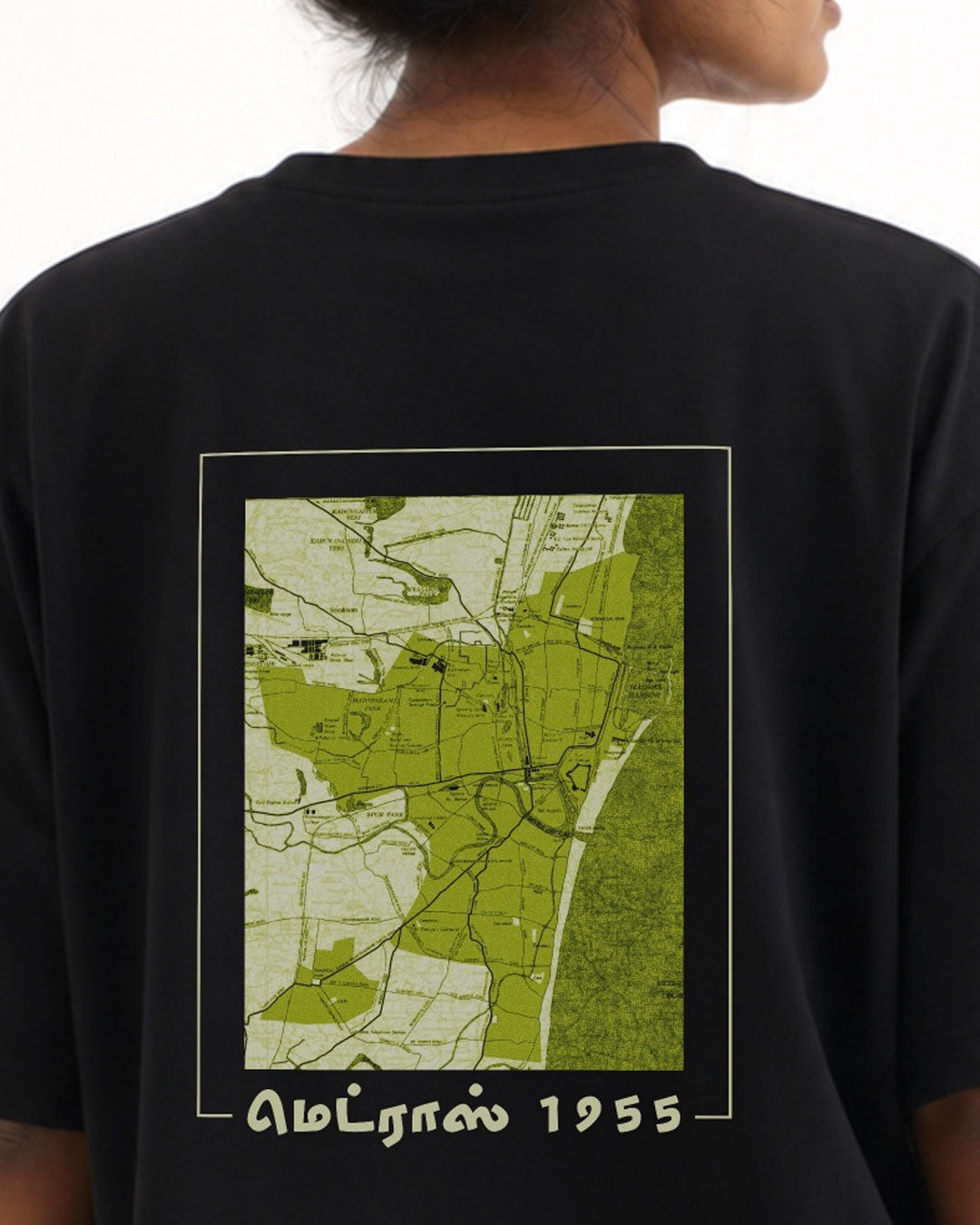 Madras 1955 Map | Women's Premium Oversized Black T-Shirt