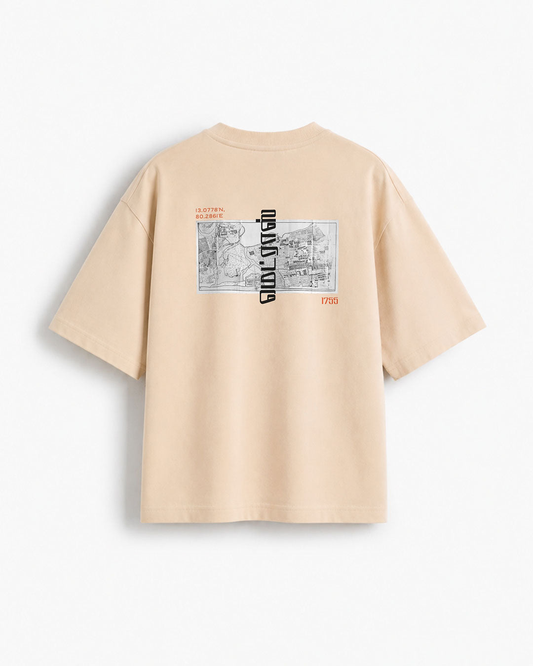 Madras 1755 Coordinates | Men's Premium Oversized Beige T-Shirt