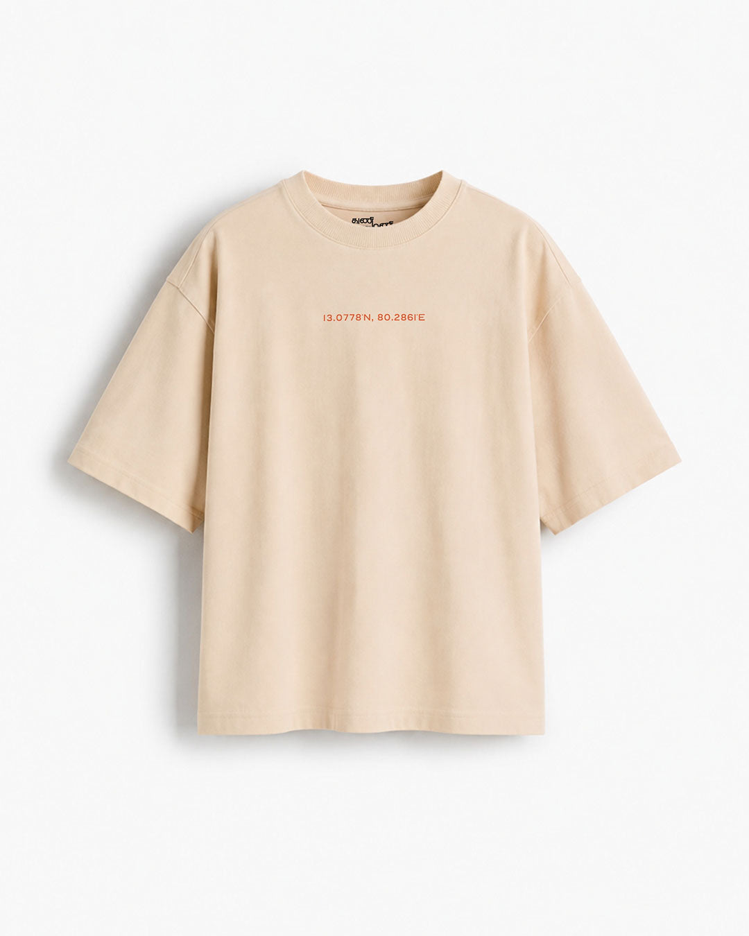 Madras 1755 Coordinates | Men's Premium Oversized Beige T-Shirt