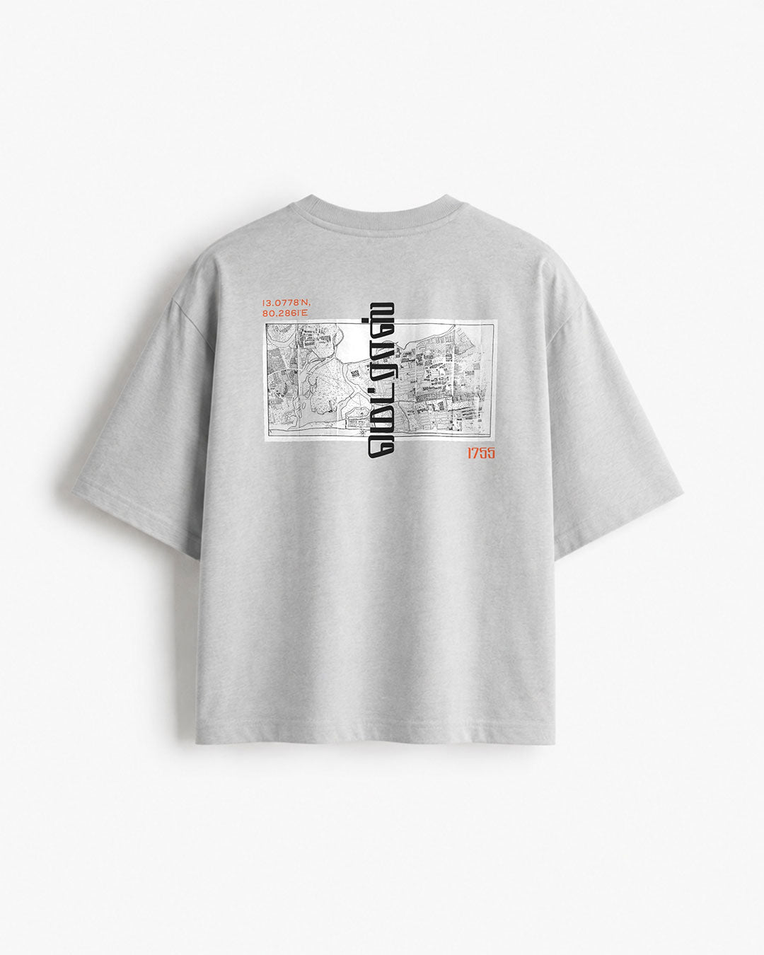 Madras 1755 Coordinates | Men's Premium Oversized Grey T-Shirt