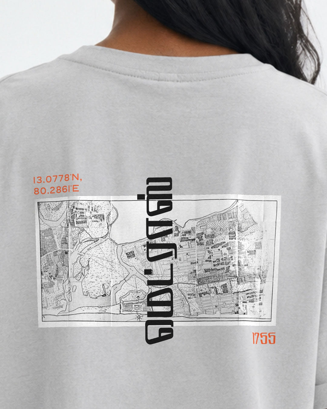 Madras 1755 Coordinates | Women's Premium Oversized Grey T-Shirt