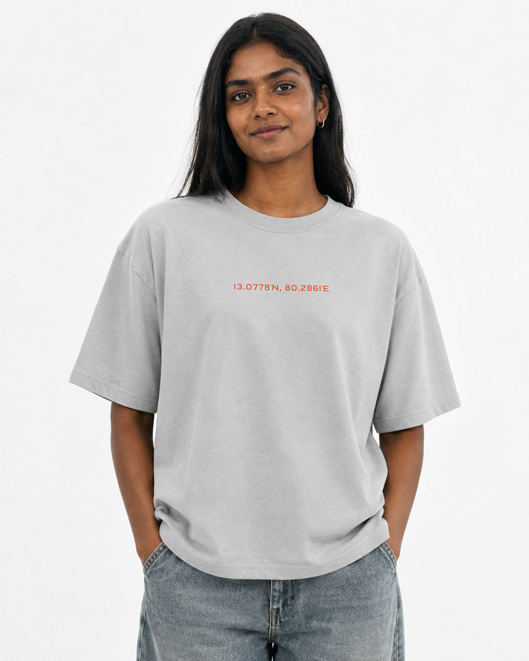 Madras 1755 Coordinates | Women's Premium Oversized Grey T-Shirt