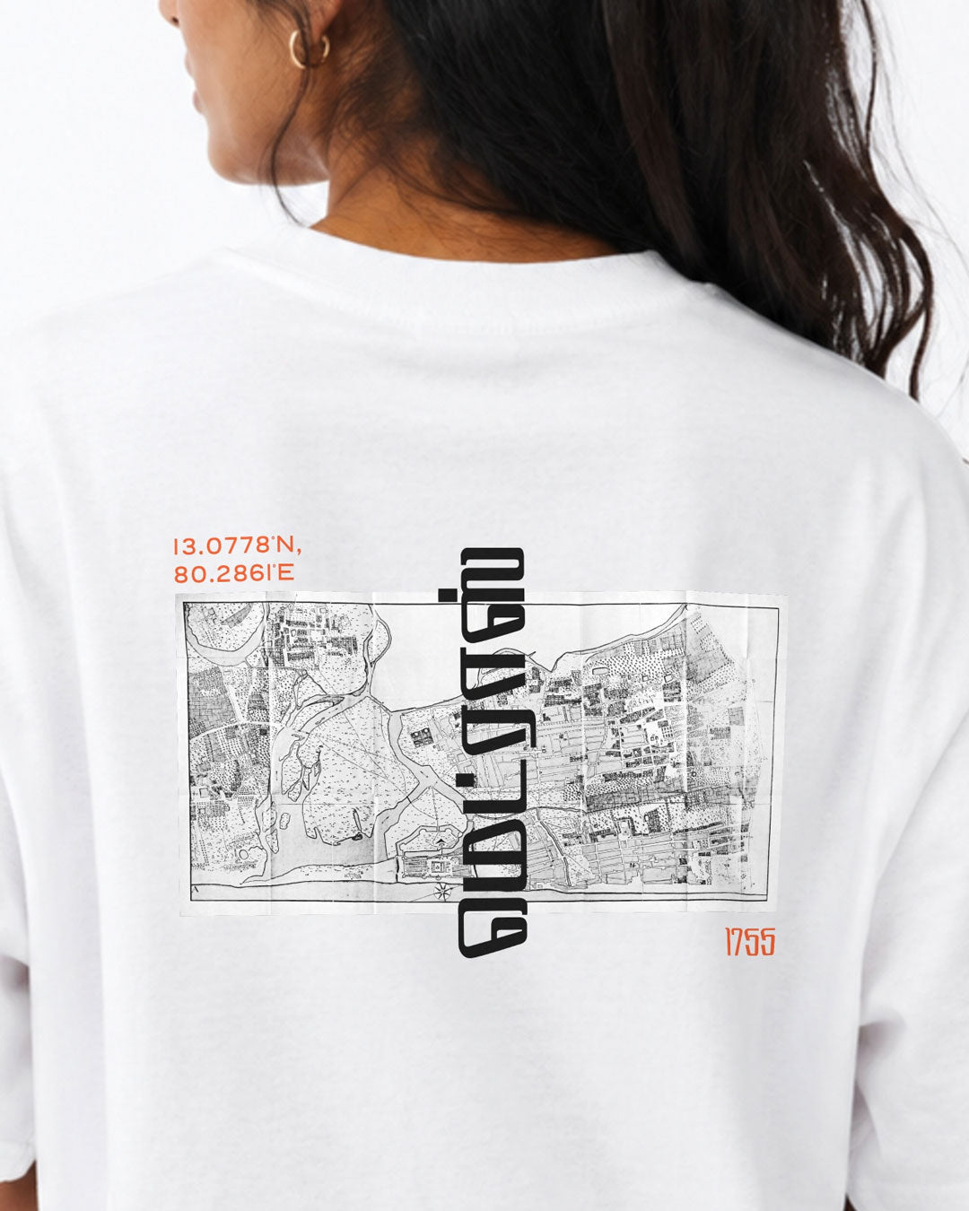 Madras 1755 Coordinates | Women's Premium Oversized White T-Shirt