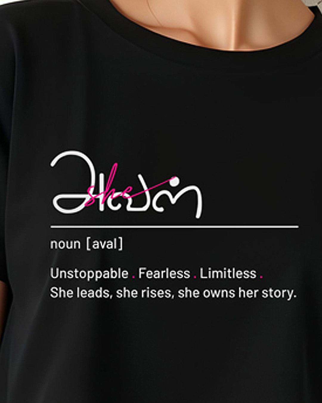 Aval | Women Black Cropped T-Shirt