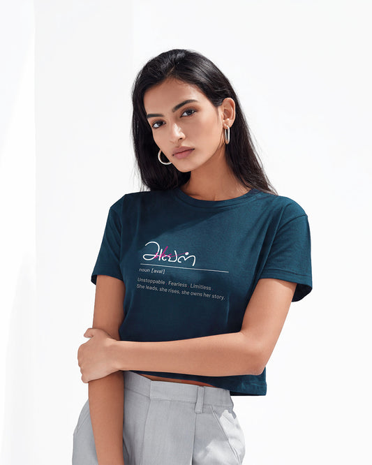 Aval | Women Blue Cropped T-Shirt