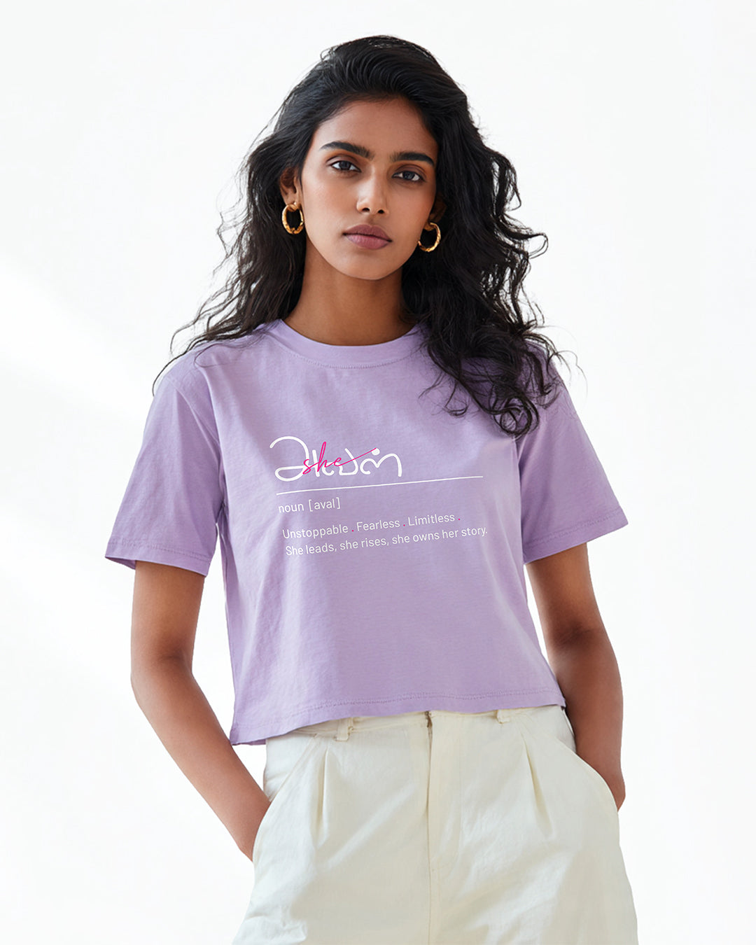 Aval | Women Lavender Cropped T-Shirt