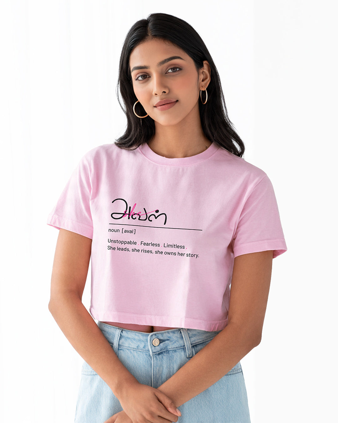 Aval | Women Pink Cropped T-Shirt