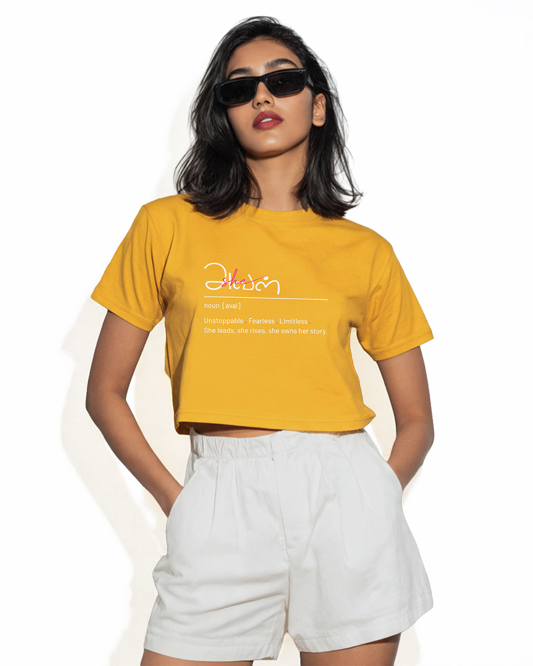 Aval | Women Yellow Cropped T-Shirt
