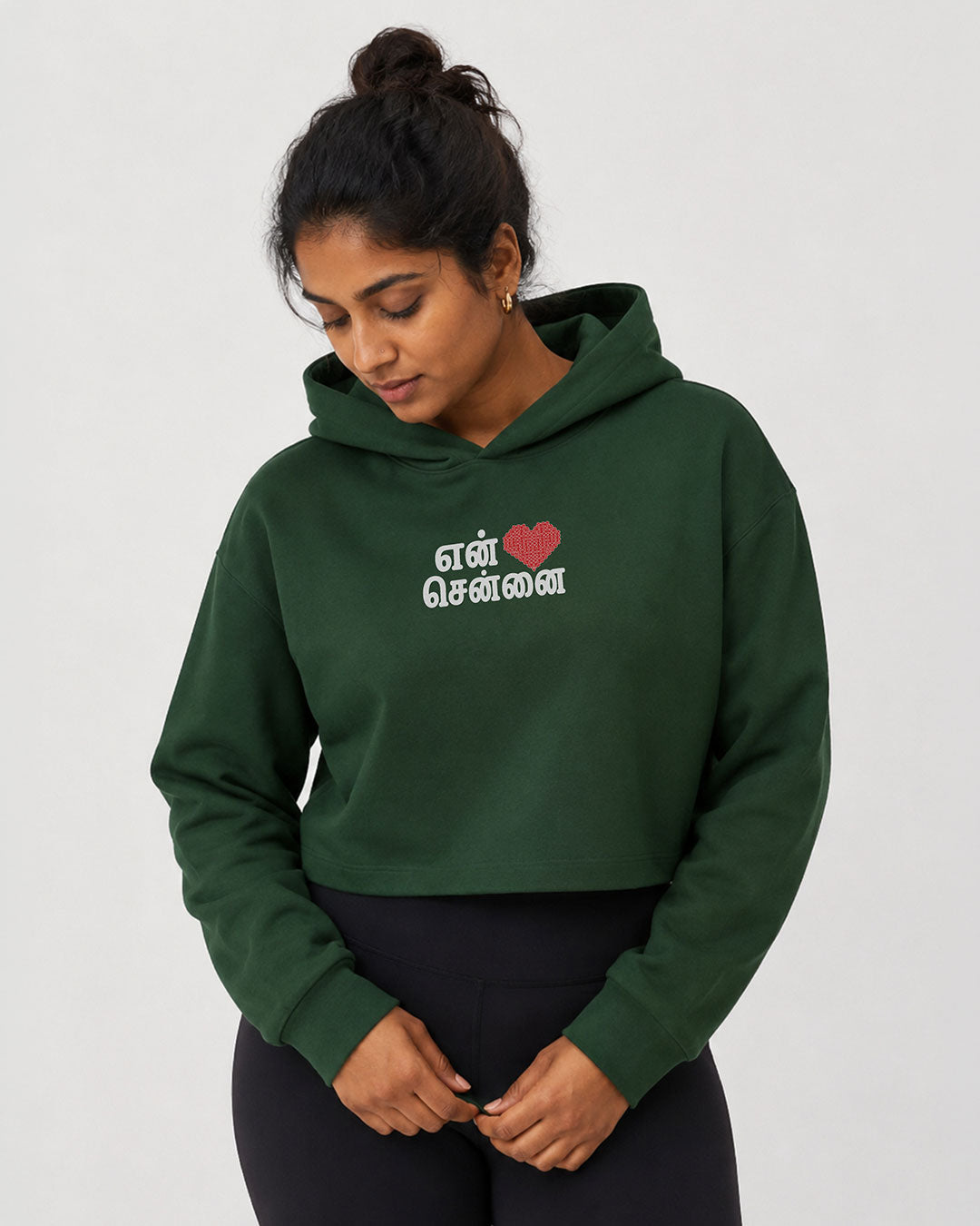 En Chennai | Green Cropped Hoddie