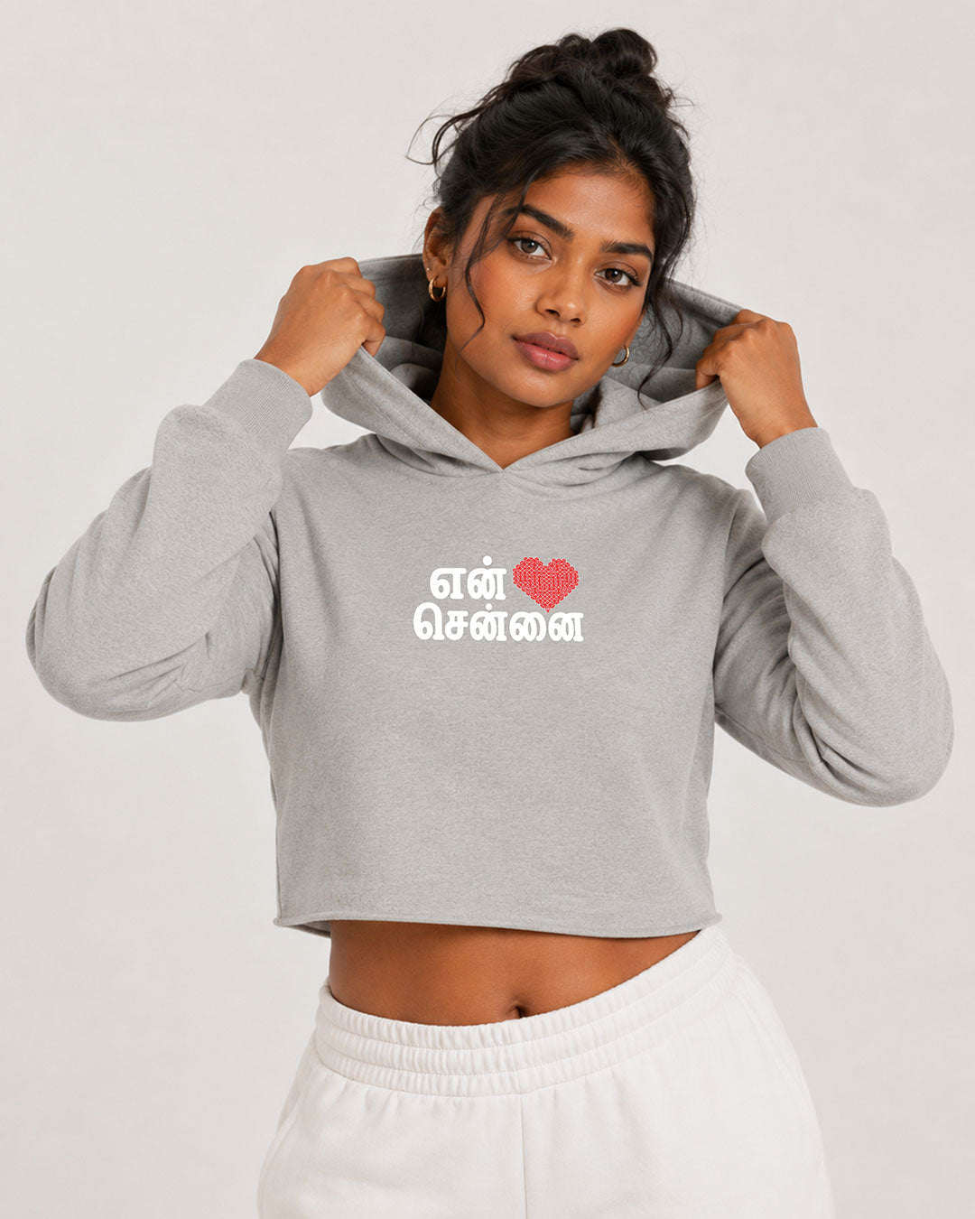 En Chennai | Grey Cropped Hoddie