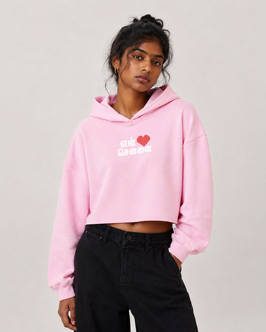 En Chennai | Pink Cropped Hoddie