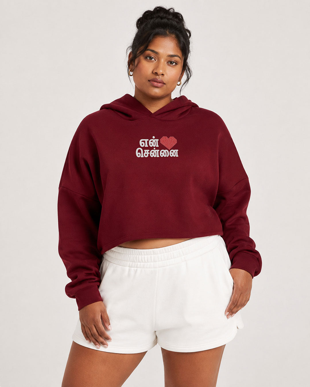 En Chennai | Maroon Cropped Hoddie