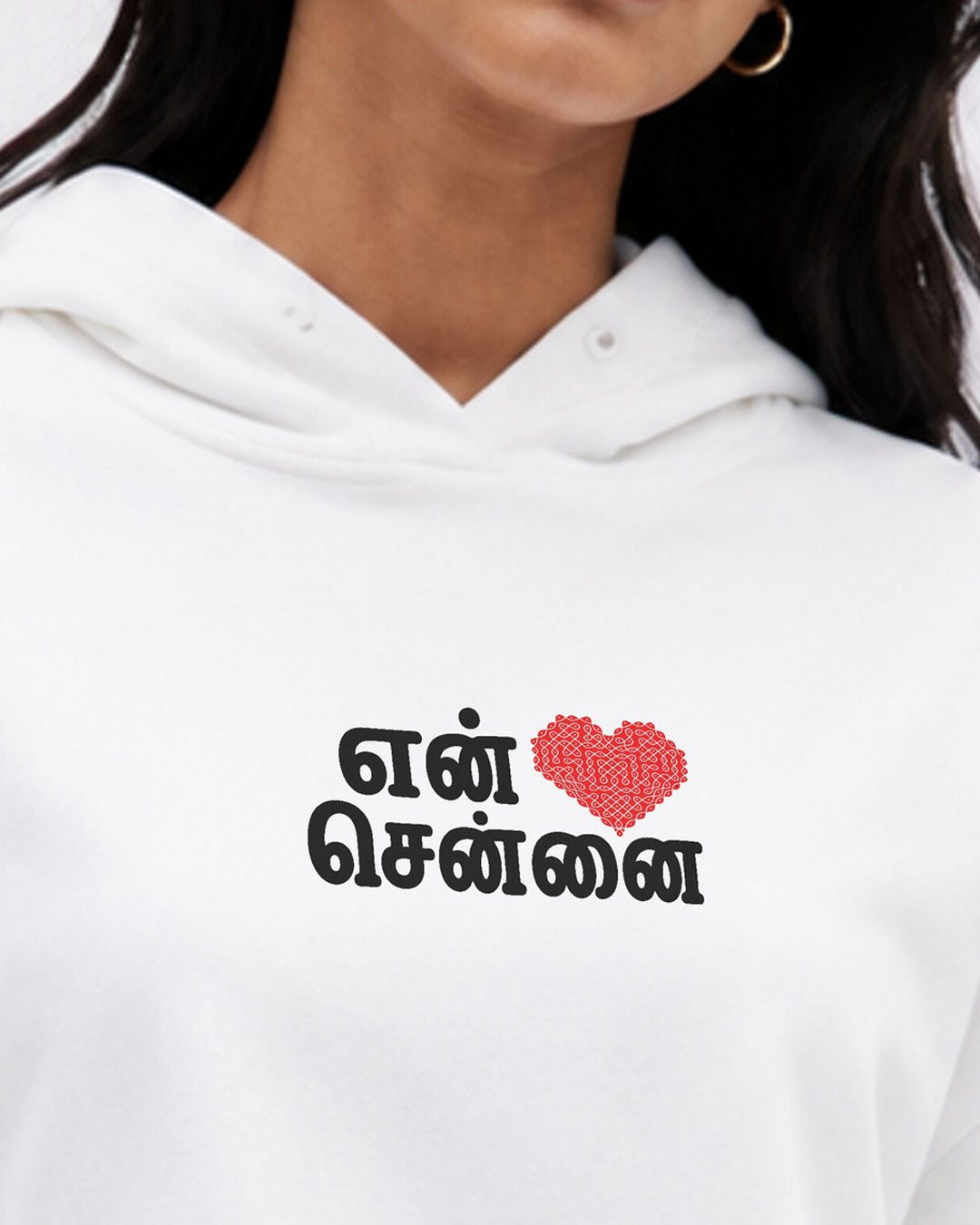En Chennai | White Cropped Hoddie