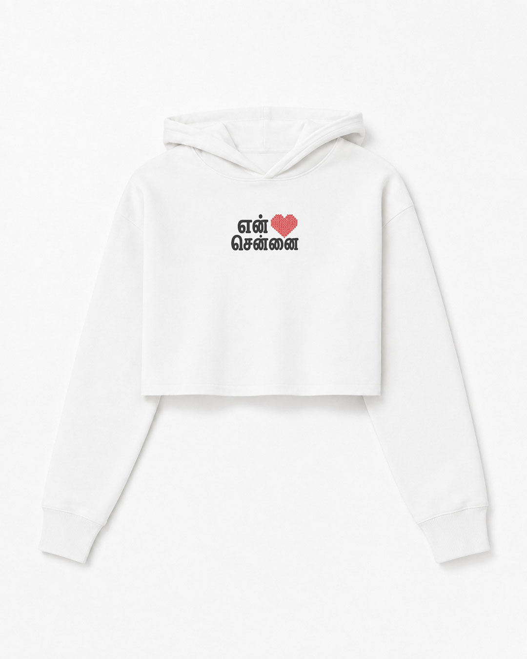 En Chennai | White Cropped Hoddie
