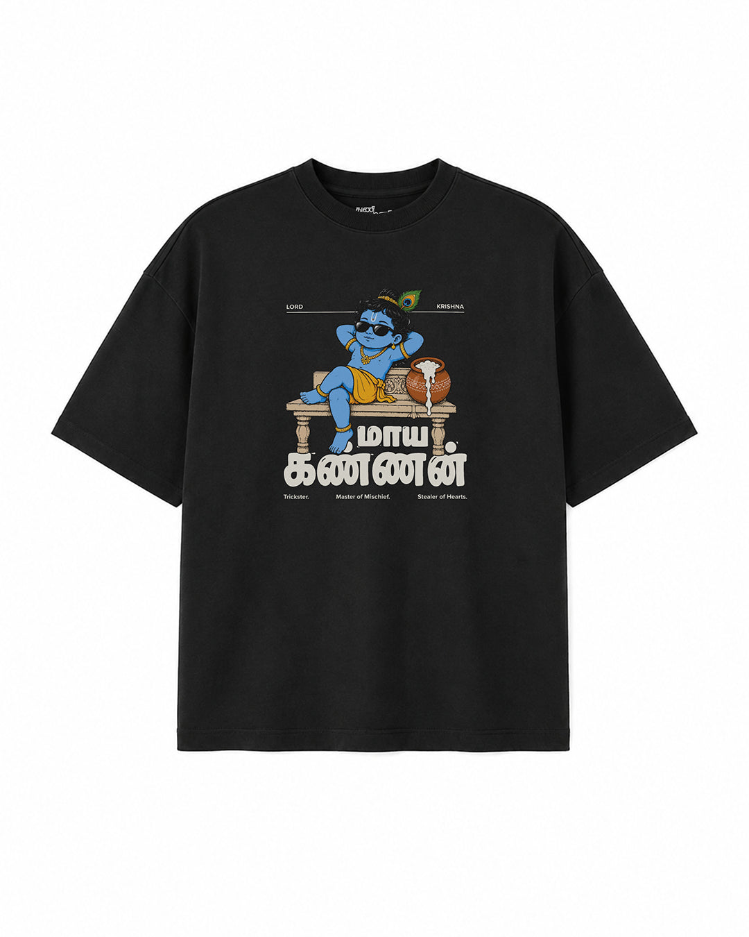 Maaya Kannan | Krishna Women Oversized Boxy Black T-Shirt