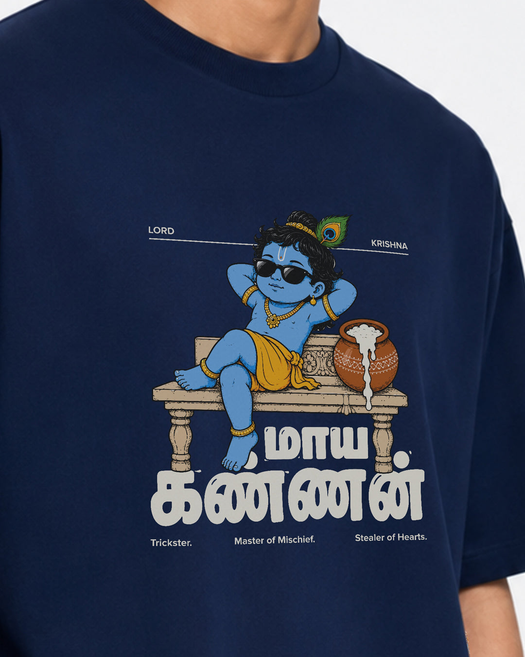 Maaya Kannan | Krishna Men Oversized Boxy Blue T-Shirt