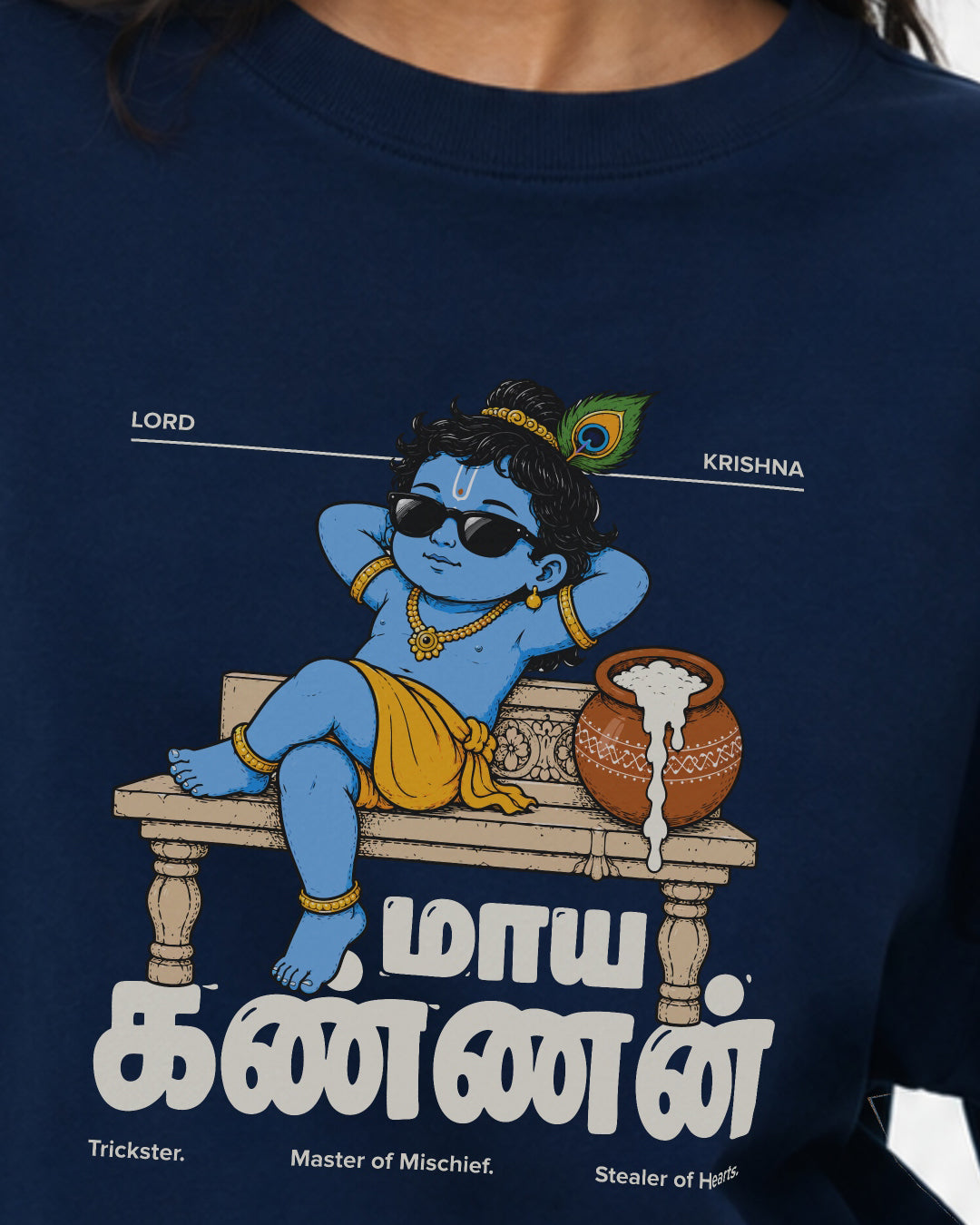 Maaya Kannan | Krishna Women Oversized Boxy Blue T-Shirt