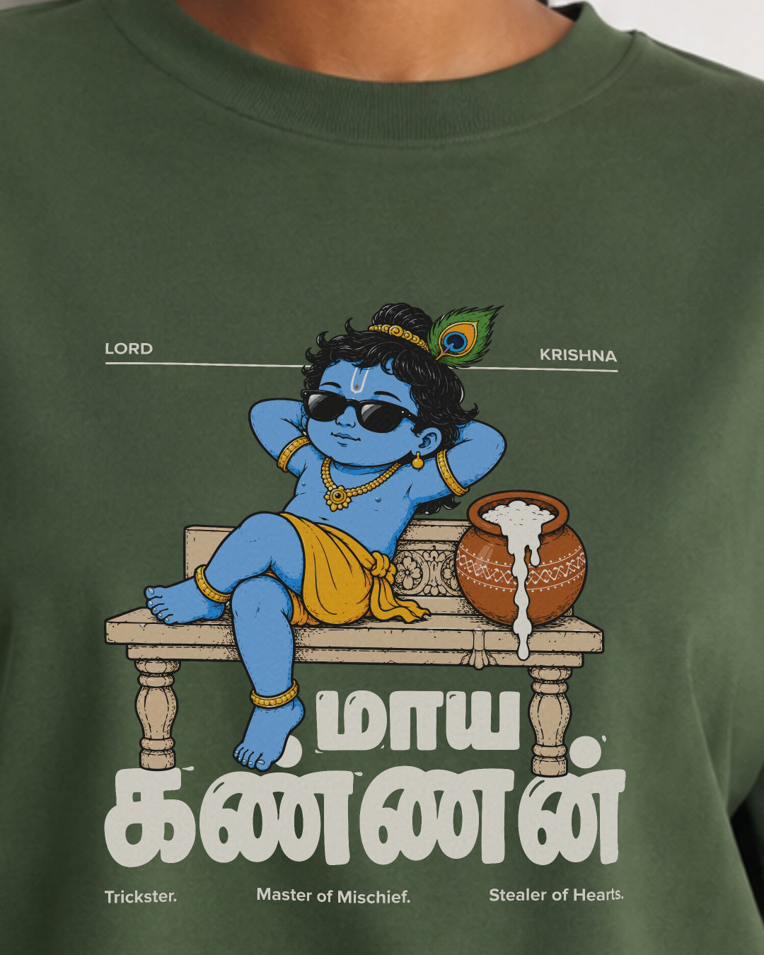 Maaya Kannan | Krishna Women Oversized Boxy Green T-Shirt
